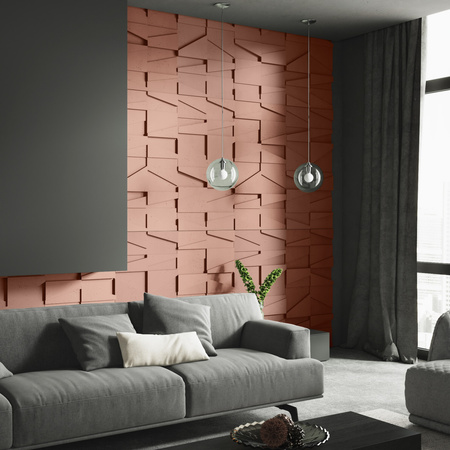 Płyta betonowa na ścianę 3D PB09 1200x600x45, brudny róż CL07, beton architektoniczny