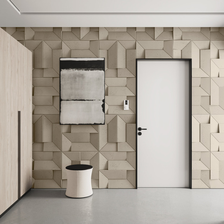 Płyta betonowa na ścianę 3D PB26A 600x600x45, kość słoniowa KS; wzór A, beton architektoniczny
