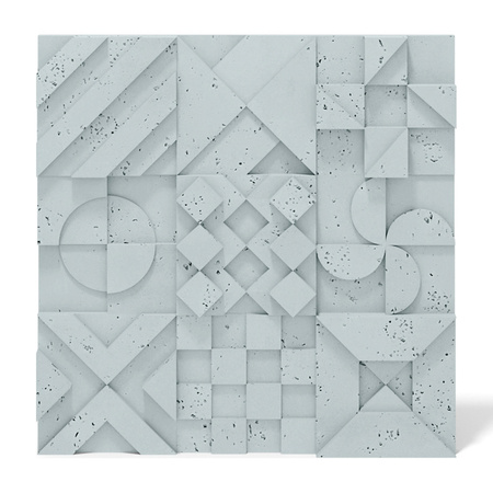 Płyta betonowa na ścianę 3D PB12B 600x600x40, jasny błękit CL06; wzór B, beton architektoniczny