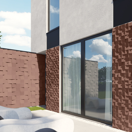 Płyta betonowa na ścianę 3D PB15 600x600x40, brudny róż CL07, beton architektoniczny