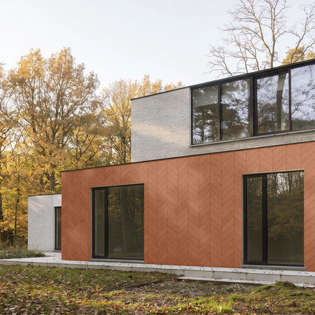Płyta betonowa na ścianę 3D PB35 455x120x20, terakota CL01, lewy, beton architektoniczny