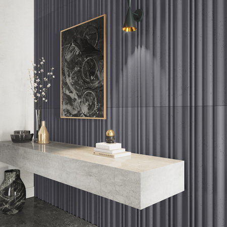 Płyta betonowa na ścianę 3D PB58 1350x560x34, czarny B15, beton architektoniczny
