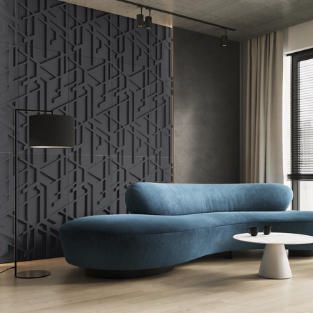 Płyta betonowa na ścianę 3D PB27 1200x600x35, czarny B15, beton architektoniczny