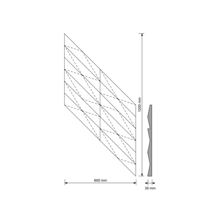 Płyta betonowa na ścianę 3D PB70A 1200x600x35, zgaszona zieleń CL09; wzór A, beton architektoniczny