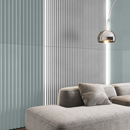 Płyta betonowa na ścianę 3D PB64 1350x480x30, jasny błękit CL06, beton architektoniczny