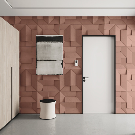 Płyta betonowa na ścianę 3D PB26A 600x600x45, brudny róż CL07; wzór A, beton architektoniczny