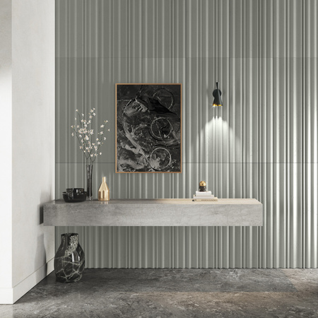 Płyta betonowa na ścianę 3D PB58 1350x560x34, zgaszona zieleń CL09, beton architektoniczny