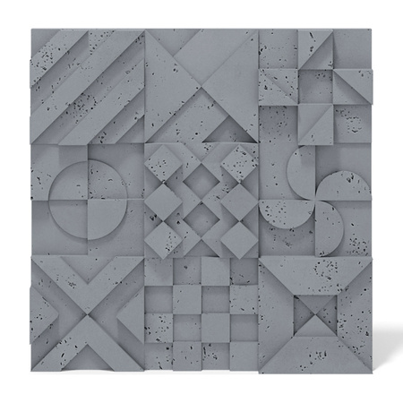 Płyta betonowa na ścianę 3D PB12B 600x600x40, antracytowy B08; wzór B, beton architektoniczny