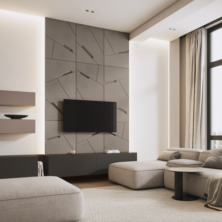 Płyta betonowa na ścianę 3D PB18 1200x600x38, szarobeżowy CL05, beton architektoniczny