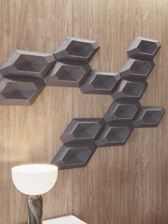 Płyta betonowa na ścianę 3D PB02 448x200x40, zgaszona biel B0, beton architektoniczny
