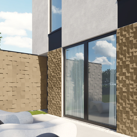 Płyta betonowa na ścianę 3D PB15 600x600x40, miodowy CL03, beton architektoniczny