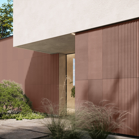 Płyta betonowa na ścianę 3D PB61 1350x500x37, brudny róż CL07, beton architektoniczny