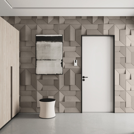 Płyta betonowa na ścianę 3D PB26A 600x600x45, szarobeżowy CL05; wzór A, beton architektoniczny