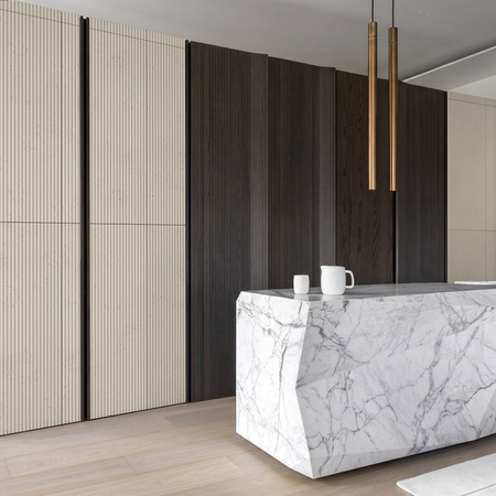 Płyta betonowa na ścianę 3D PB37 1350x600x12, kość słoniowa KS, beton architektoniczny