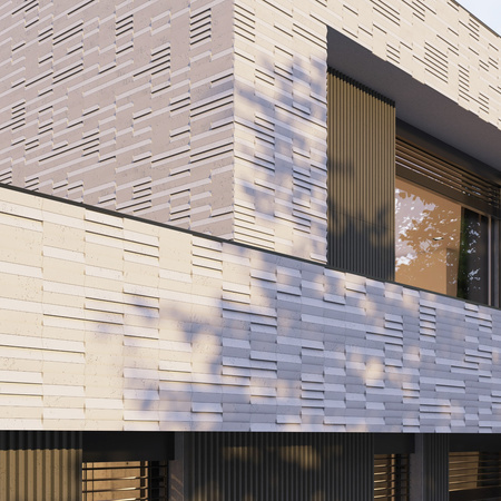 Płyta betonowa na ścianę 3D PB69 5x22,6x2, jasnoszary S50, beton architektoniczny