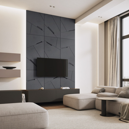 Płyta betonowa na ścianę 3D PB18 1200x600x38, czarny B15, beton architektoniczny