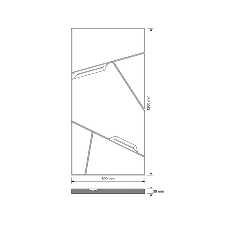 Płyta betonowa na ścianę 3D PB18B 1200x600x38, pistacjowy CL08; wzór B, beton architektoniczny