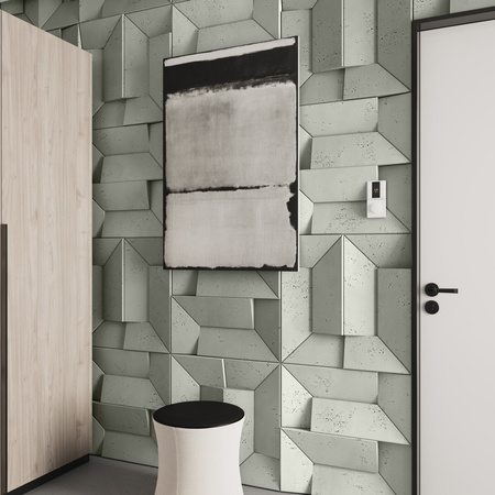 Płyta betonowa na ścianę 3D PB26A 600x600x45, pistacjowy CL08; wzór A, beton architektoniczny