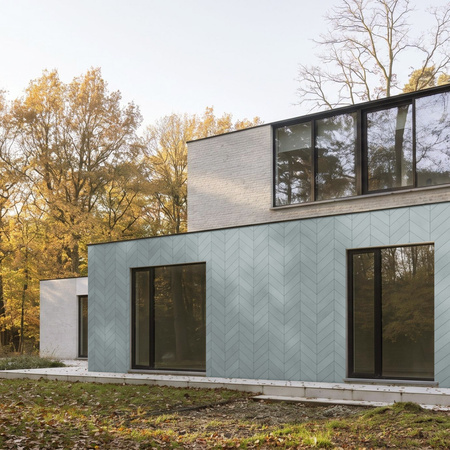 Płyta betonowa na ścianę 3D PB35 455x120x20, jasny błękit CL06, beton architektoniczny