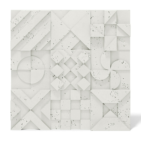 Płyta betonowa na ścianę 3D PB12B 600x600x40, zgaszona biel B0; wzór B, beton architektoniczny