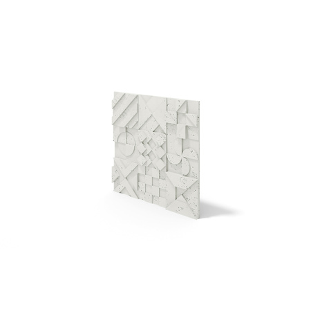 Płyta betonowa na ścianę 3D PB12B 600x600x40, zgaszona biel B0; wzór B, beton architektoniczny