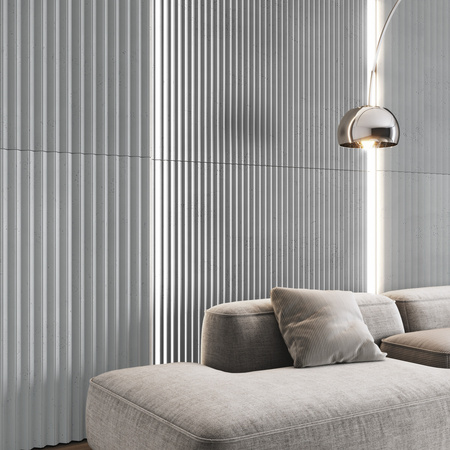 Płyta betonowa na ścianę 3D PB64 1350x480x30, szary S96, beton architektoniczny
