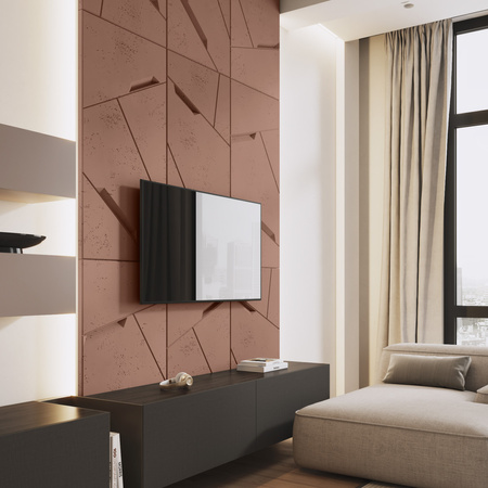 Płyta betonowa na ścianę 3D PB18 1200x600x38, brudny róż CL07, beton architektoniczny