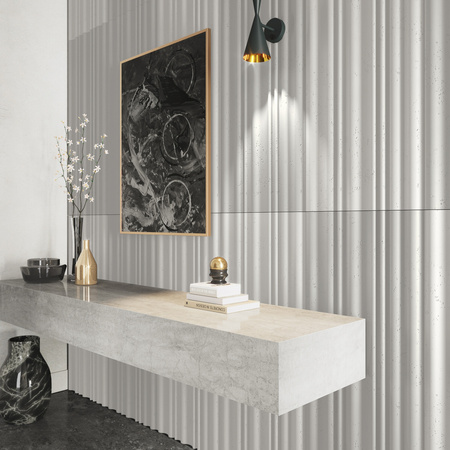Płyta betonowa na ścianę 3D PB58 1350x560x34, zgaszona biel B0, beton architektoniczny