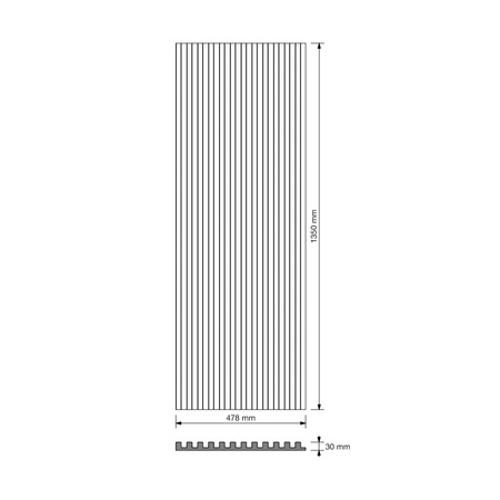 Płyta betonowa na ścianę 3D PB38 1350x480x30, czarny B15, beton architektoniczny