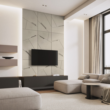Płyta betonowa na ścianę 3D PB18 1200x600x38, kość słoniowa KS, beton architektoniczny