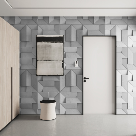 Płyta betonowa na ścianę 3D PB26A 600x600x45, jasnoszary S50, wzór A, beton architektoniczny