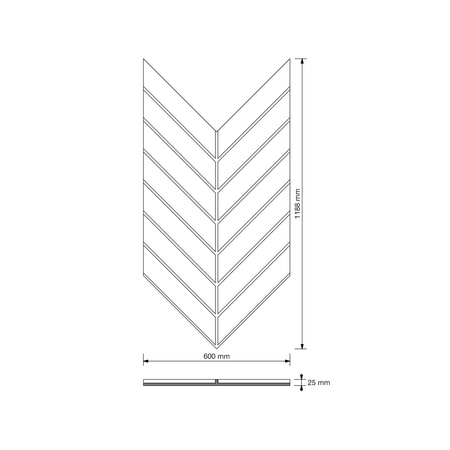 Płyta betonowa na ścianę 3D PB45 1188x600x25, czarny B15, beton architektoniczny