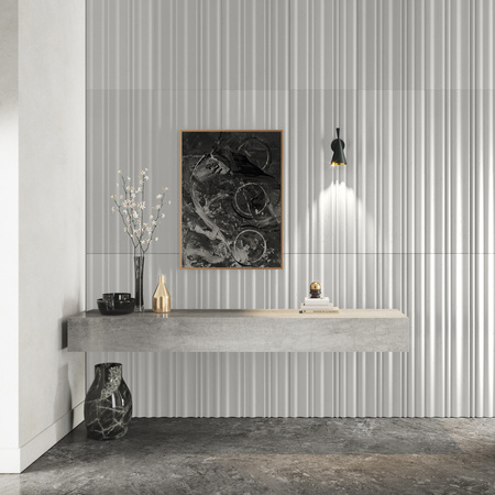 Płyta betonowa na ścianę 3D PB58 1350x560x34, zgaszona biel B0, beton architektoniczny