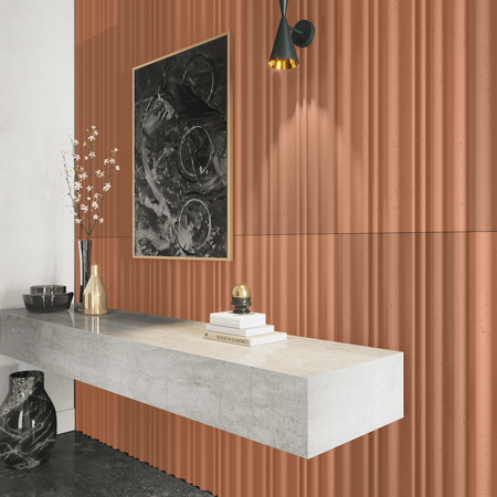 Płyta betonowa na ścianę 3D PB58 1350x560x34, terakota CL01, beton architektoniczny