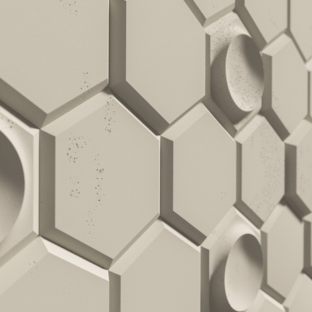 Płyta betonowa na ścianę 3D PB01 975x650x35, kość słoniowa KS, beton architektoniczny