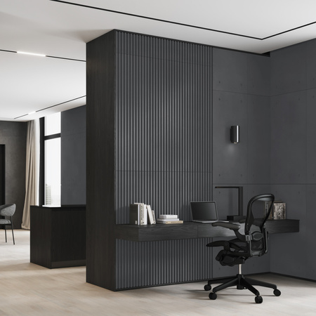 Płyta betonowa na ścianę 3D PB38 1350x480x30, czarny B15, beton architektoniczny