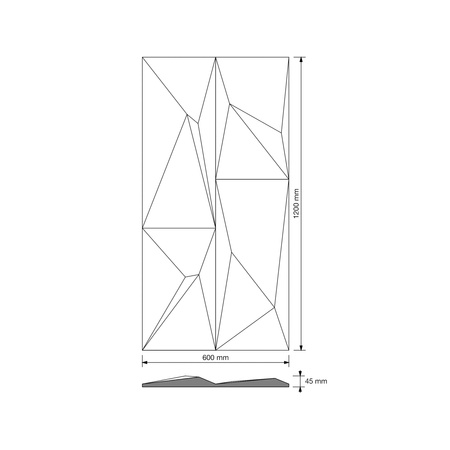 Płyta betonowa na ścianę 3D PB07 1200x600x45, antracytowy B08, beton architektoniczny