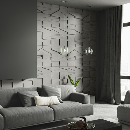 Płyta betonowa na ścianę 3D PB09 1200x600x45, zgaszona biel B0, beton architektoniczny