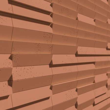 Płyta betonowa na ścianę 3D PB69 5x22,6x2, terakota CL01, beton architektoniczny