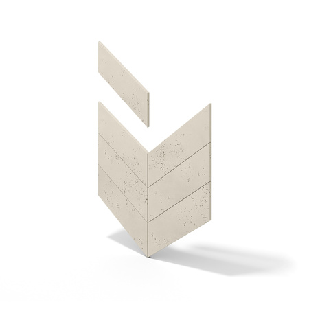 Płyta betonowa na ścianę 3D PB35 455x120x20, kość słoniowa KS, lewy, beton architektoniczny