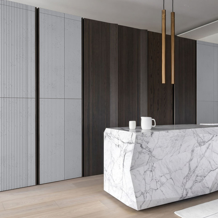 Płyta betonowa na ścianę 3D PB37 1350x600x12, szary S96, beton architektoniczny