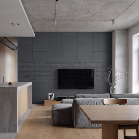 Płyta betonowa na ścianę 2D PA01 600x300x10, czarny B15, beton architektoniczny