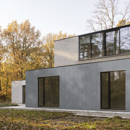 Płyta betonowa na ścianę 3D PB35 455x120x20, antracytowy B08, lewy, beton architektoniczny