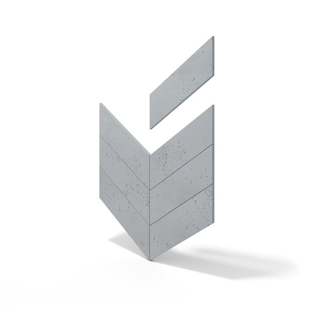 Płyta betonowa na ścianę 3D PB35P 455x120x20, szary S96, prawy, beton architektoniczny