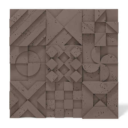 Płyta betonowa na ścianę 3D PB12B 600x600x40, czekoladowy CL02; wzór B, beton architektoniczny