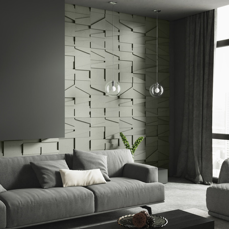 Płyta betonowa na ścianę 3D PB09 1200x600x45, pistacjowy CL08, beton architektoniczny