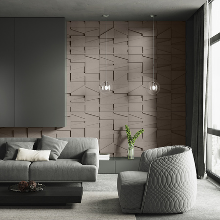 Płyta betonowa na ścianę 3D PB09 1200x600x45, kaszmirowy CL04, beton architektoniczny