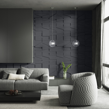 Płyta betonowa na ścianę 3D PB09 1200x600x45, czarny B15, beton architektoniczny