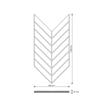 Płyta betonowa na ścianę 3D PB44 1188x600x25, szary S96, beton architektoniczny
