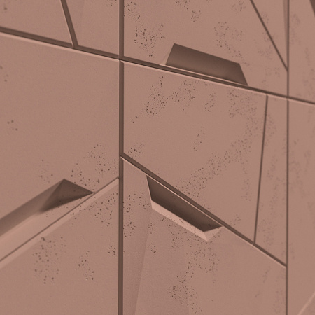 Płyta betonowa na ścianę 3D PB18B 1200x600x38, brudny róż CL07; wzór B, beton architektoniczny